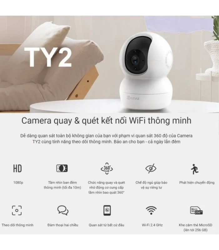 Camera wifi Ezviz 2.0Megapixel TY2 giá rẻ Camera wifi Ezviz 2.0Megapixel TY2 giá rẻ