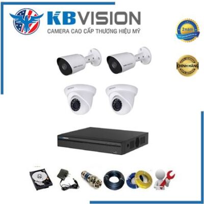 Trọn bộ 4 camera Kbvision độ phân giải 2MP